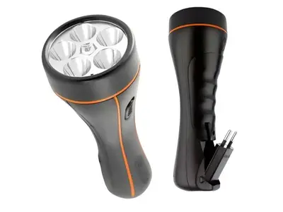 Lanterna 5 Led Foxlux Preta Recarregável Bivolt Luz Branca