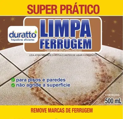 Limpa Ferrugem Paredes Pisos Porcelanatos Duratto 500ml