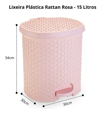 Lixeira Cesto 15 Litros Com Pedal E Tampa Banheiro Promoção! Cor Rosa
