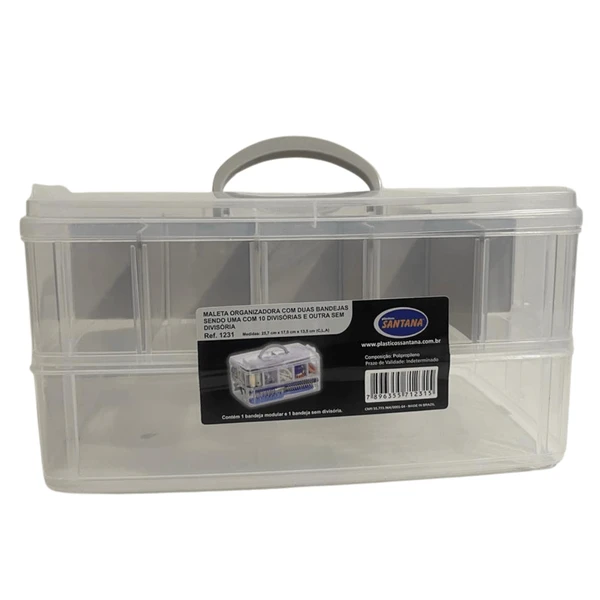 Maleta Organizadora Multiuso Modular Gde 10 Div Transparente