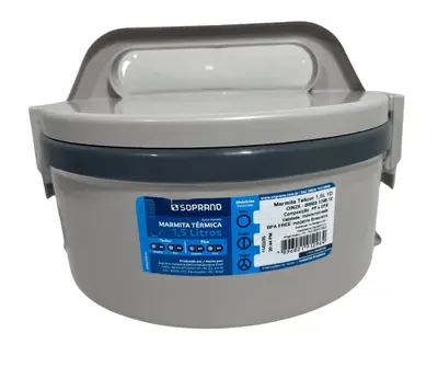 Marmita Térmica Tekcor Marmitex Soprano 1 Divisão Dupla Cinza