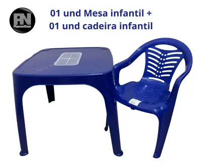 Mesa Infantil Azul + 01 Cadeira Infantil Plasnorthon Kit