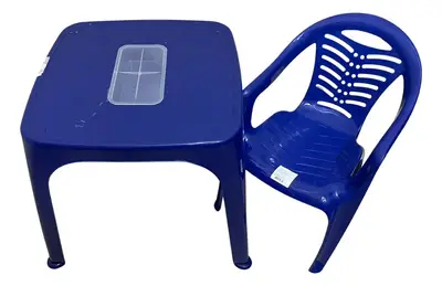Mesa Infantil Azul + 01 Cadeira Infantil Plasnorthon Kit