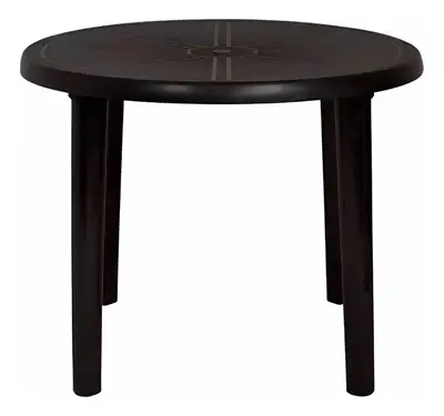 Mesa Plástica Redonda Desmontável Preta Mor