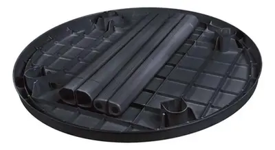 Mesa Plástica Redonda Desmontável Preta Mor