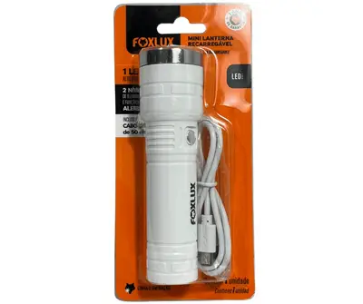 Mini Lanterna Recarregável 1 Led 2 Níveis C/ Cabo Usb Foxlux