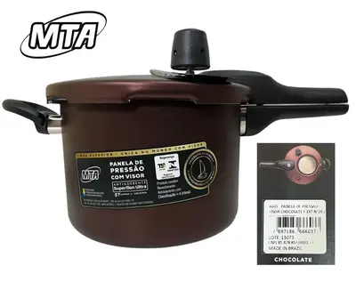 Mta 9195 Panela De Pressão Antiaderente Com Visor Chocolate 4,5l
