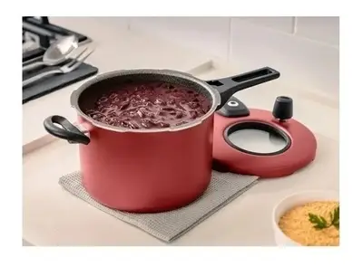 Panela De Pressão Antiaderente Com Visor 4.5 L Mta Cereja