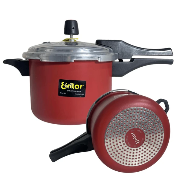 Panela Pressão Antiaderen Indução Gás Elétrico 4,5L Vermelho