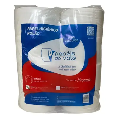 Papel Higiênico Rolão Branco 300 M 8 Rolos Celulose Requinte