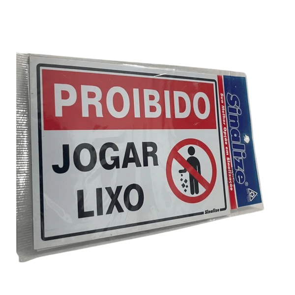 Placa Sinalize Sinalização Proibido Jogar Lixo 15x20cm