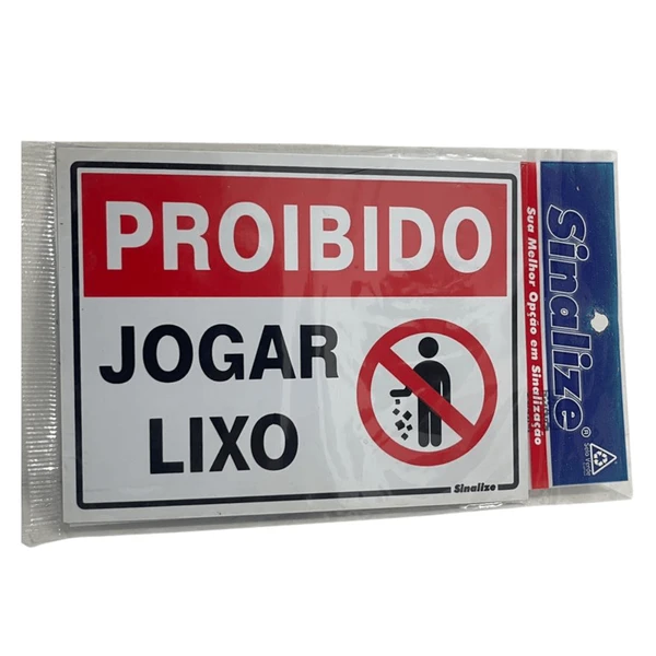 Placa Sinalize Sinalização Proibido Jogar Lixo 15x20cm