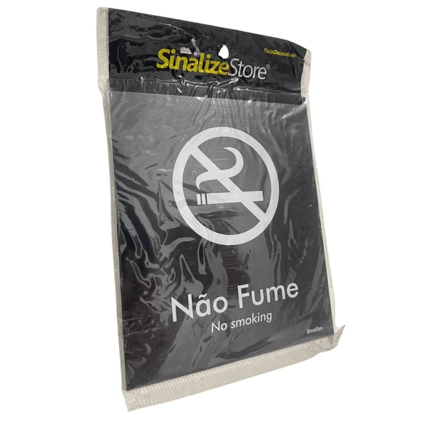 Placa de Sinalização Sinalize Black Não Fume 15X18CM