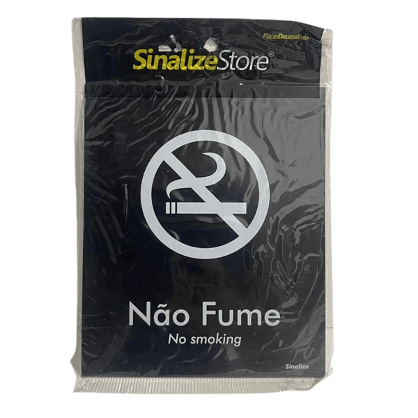 Placa de Sinalização Sinalize Black Não Fume 15X18CM