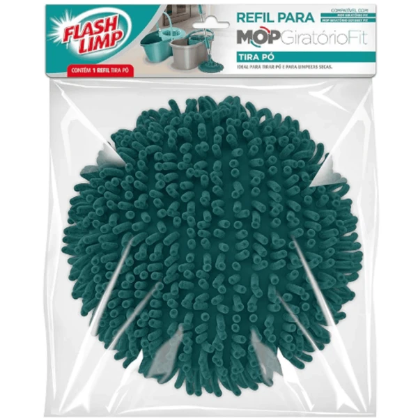 Refil Mop Giratório Fit Original Flash Limp Tira Pó Cor Verde