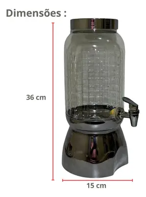 Suqueira Com Torneira E Suporte 3,6lt Wave Luxo Chumbo Bande