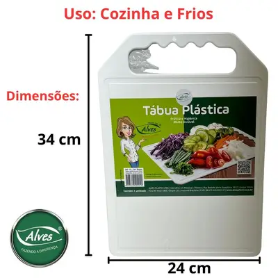 Tábua De Corte Plástica Higiênica Frios Cozinha 24x34 Alves