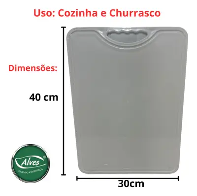 Tábua Plástica Para Corte Antimicrobiana Branca 30x40 Alves