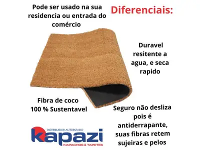 Tapete Fibra De Coco Porta Entrada Antiderrapante Kapazi 75