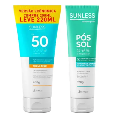 Kit Sunless FPS50 Toque Seco 200g + Pós-Sol Aloe 120ml