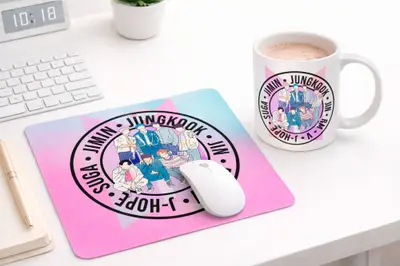 Mousepad BTS Integrantes Rosa e Azul