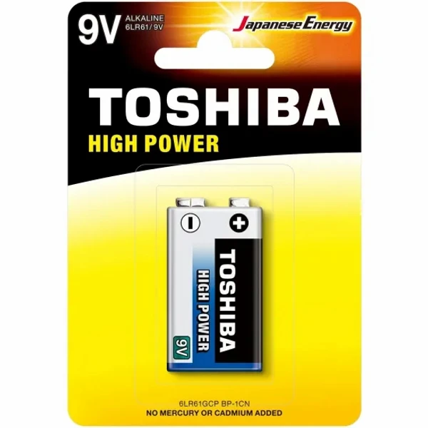 Bateria 9V Alcalina Toshiba 6LR61GCP (Unidade)