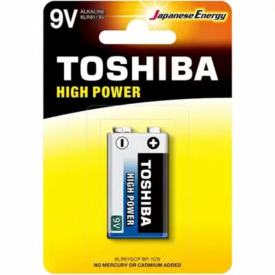 Bateria 9V Alcalina Toshiba 6LR61GCP (Unidade)
