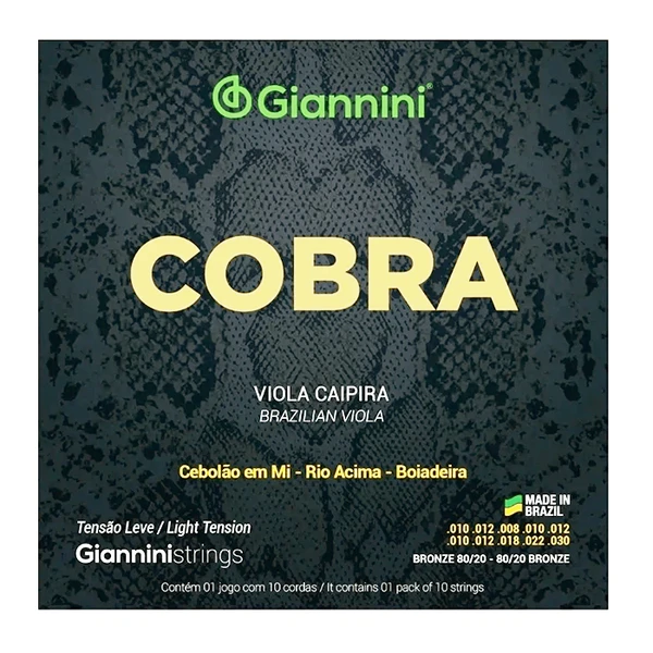 Encordoamento Viola Caipira Tensão Leve Cobra Giannini - Cebolão em Mi