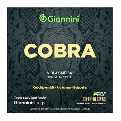 Encordoamento Viola Caipira Tensão Leve Cobra Giannini - Cebolão em Mi