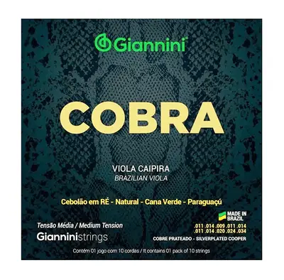 Encordoamento Viola Caipira Tensão Média Cobra Giannini - Cebolão em Ré