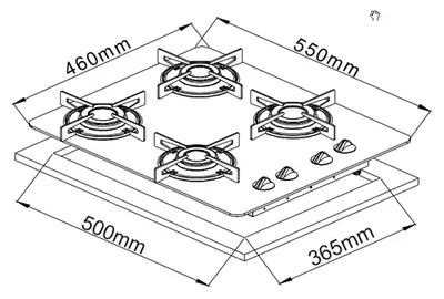 COOKTOP CHAMALUX 4 BOCAS ULTRA CHAMA AMARELO TREMPE CHAPA
