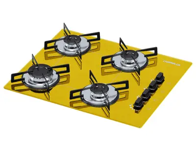 COOKTOP CHAMALUX 4 BOCAS ULTRA CHAMA AMARELO TREMPE CHAPA