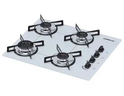 COOKTOP CHAMALUX 4 BOCAS ULTRA CHAMA BRANCO GAS NATURAL TREMPE CHAPA