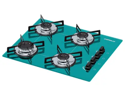 COOKTOP CHAMALUX 4 BOCAS ULTRA CHAMA VERDE GAS NATURAL TREMPE CHAPA