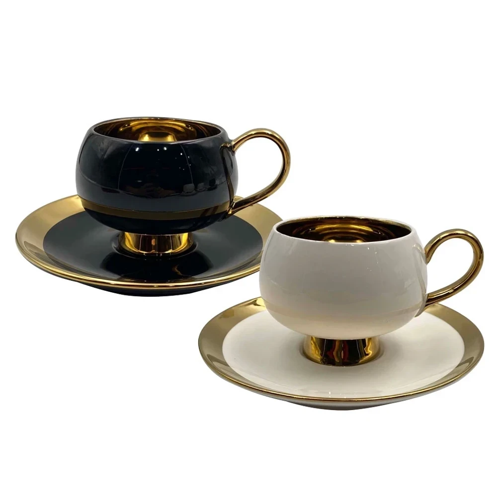 JOGO DE XÍCARAS CAFÉ FULL FIT NEW BONE CHINA BORDA DOURADA 120ML 8 PEÇAS