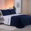 Cobre Leito King Cristal HiPercal 200 Fios 3 Peças - Azul Marinho - 100% Poliéster
