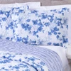 Cobre Leito Queen Colori Dupla Face 200 Fios 3 Peças - Flores Azuis
