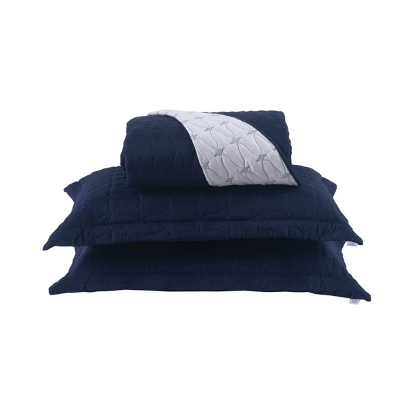 Cobre Leito Queen Cristal Percal 200 Fios 3 Peças - Azul Marinho - Hipercal 100% Poliéster