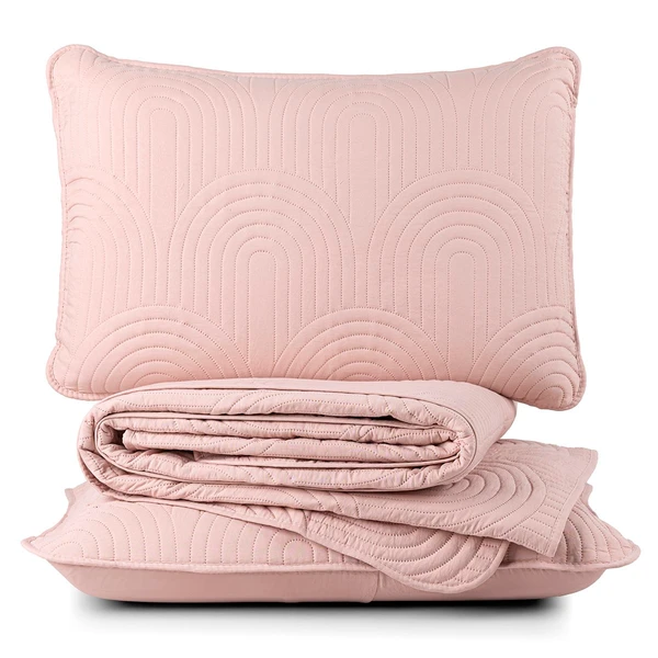 Cobre Leito Queen Dupla Face Riviera Micropercal 200 Fios Rosa - 3 Peças