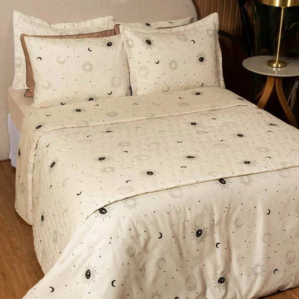 Cobre Leito Queen Essencialle Estampado 150 Fios 3 Peças - Sol e Lua