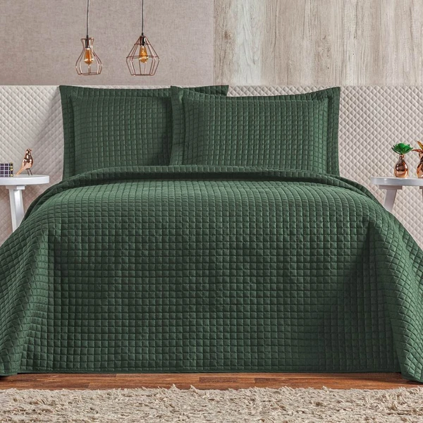 Cobre Leito Queen Plata Percal 200 Fios 3 Peças - Verde Militar