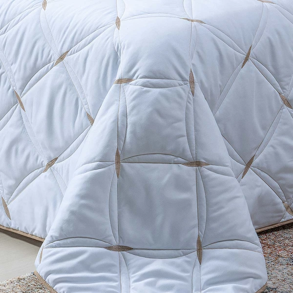 Cobre Leito Queen Unique 200 Fios Bordado 3 Peças - Branco
