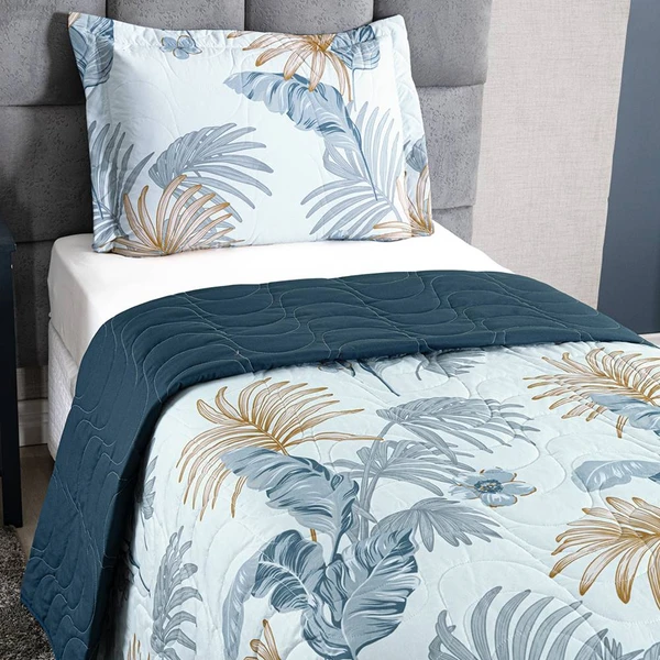 Cobre Leito Solteiro Colori Dupla Face Hipercal 200 Fios 2 Peças - Tropic - 100% Poliéster