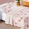 Colcha Queen Bouti Estampada Dupla Face 3 Peças - Rosa Matura
