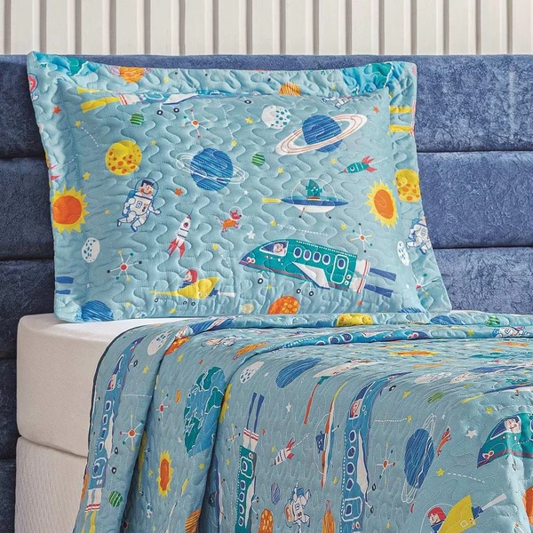 Colcha Solteiro Bouti Kids Dupla Face Estampado 2 Peças - Astronauta