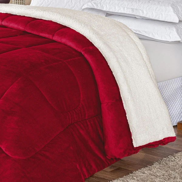 Edredom Queen Coberdrom Sherpa/Mantinha Everest 1 Peça - Vermelho