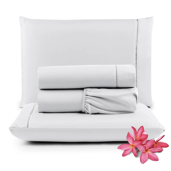 Jogo de Lençol Casal Micropercal 400 Fios Toque de Algodão 3 peças - Branco - Casa Modelo