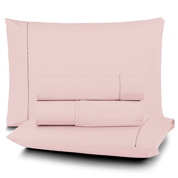 Jogo de Lençol Casal Padrão Elegance 200 Fios 4 Peças - Rosa - 80% algodão 20% poliester