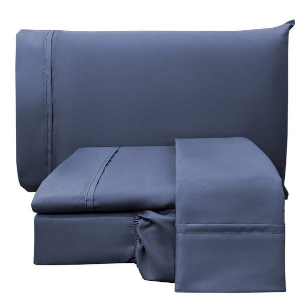 Jogo de Lençol Queen Confort Micropercal 300 Fios Toque de Algodão 4 Peças - Jeans - 100% Poliéster