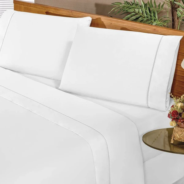 Jogo de Lençol Queen Percale 200 fios 4 Peças Elegance - Branco